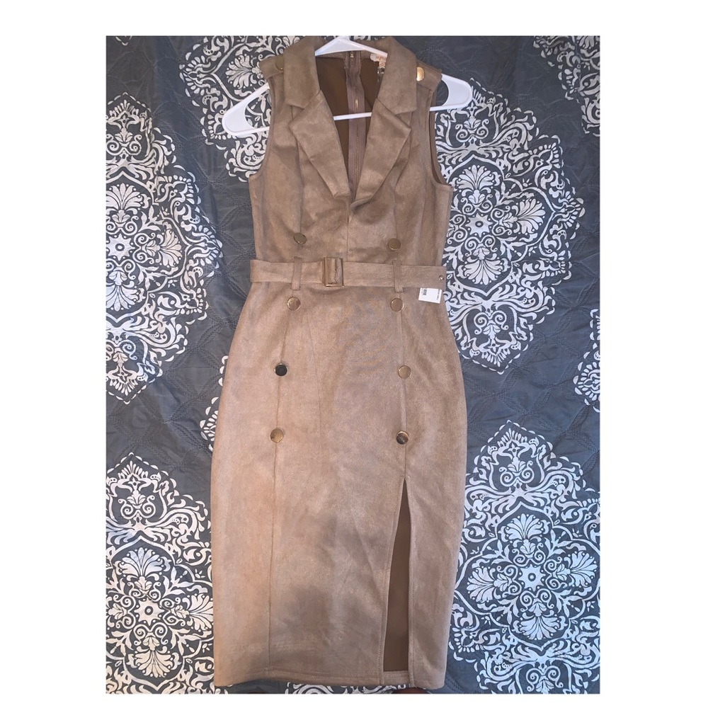 Nude suede dress